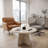  Round Travertine Look Coffee Table, Modern Faux Stone Accent & End Table for Living Room - 28.3"-1724578189