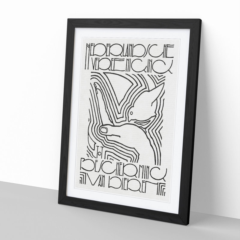Bird Eating from the Hand by Reijer Stolk - Picture Frame Graphic Art, 36cm H x 27cm W x 2cm D, Black
