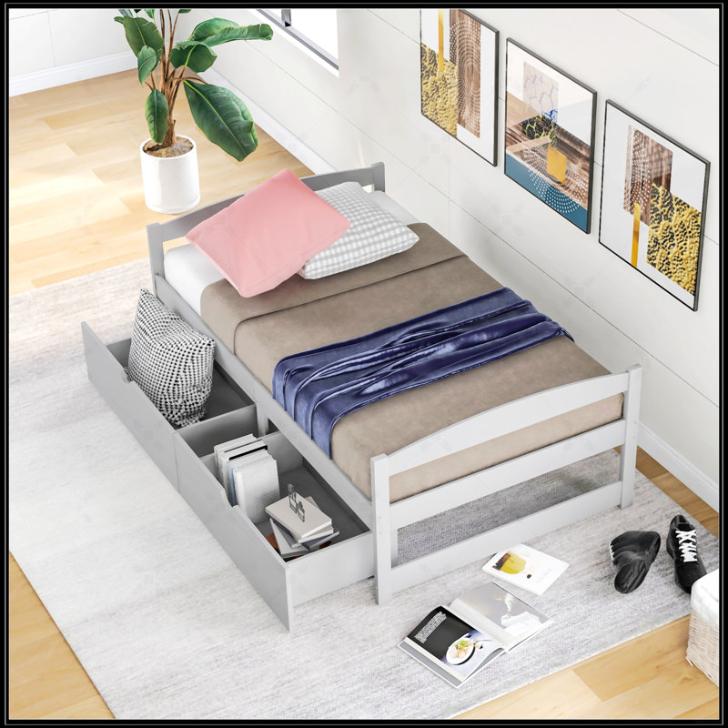 Platform Bed, Gray