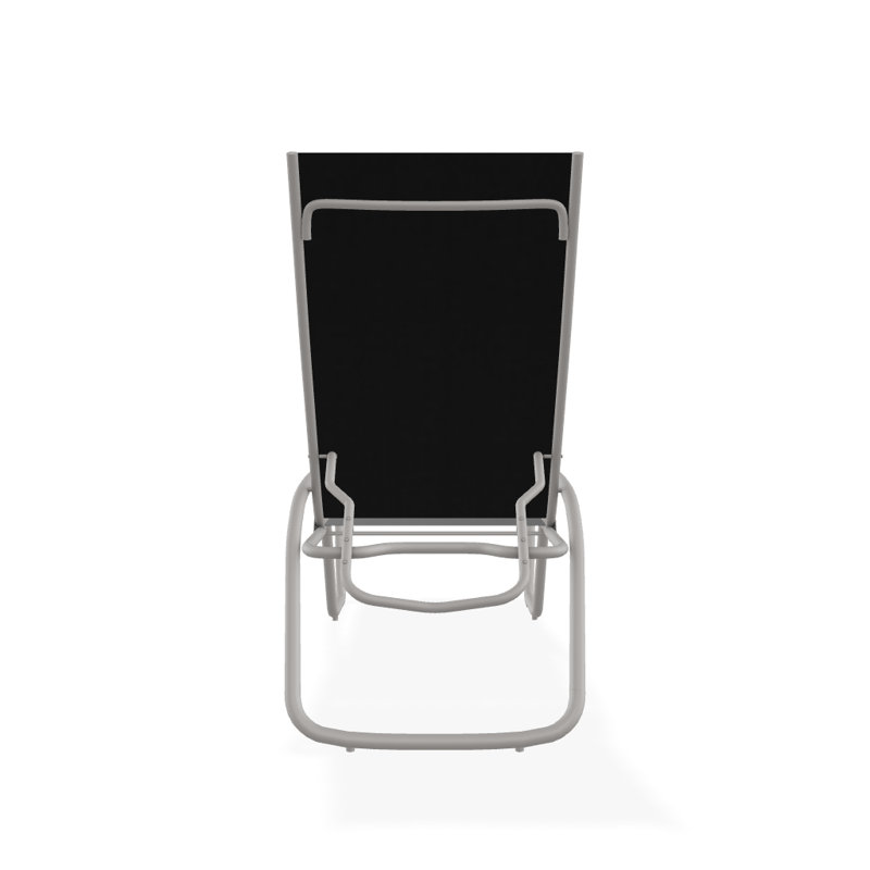 Outdoor Rust-Resistant Metal Chaise Lounge, Black 5D Sunbrella®, Textured Warm Gray