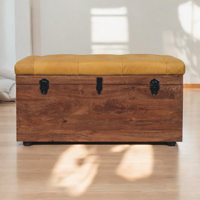 Buffalo Hide Caramel Storage Trunk