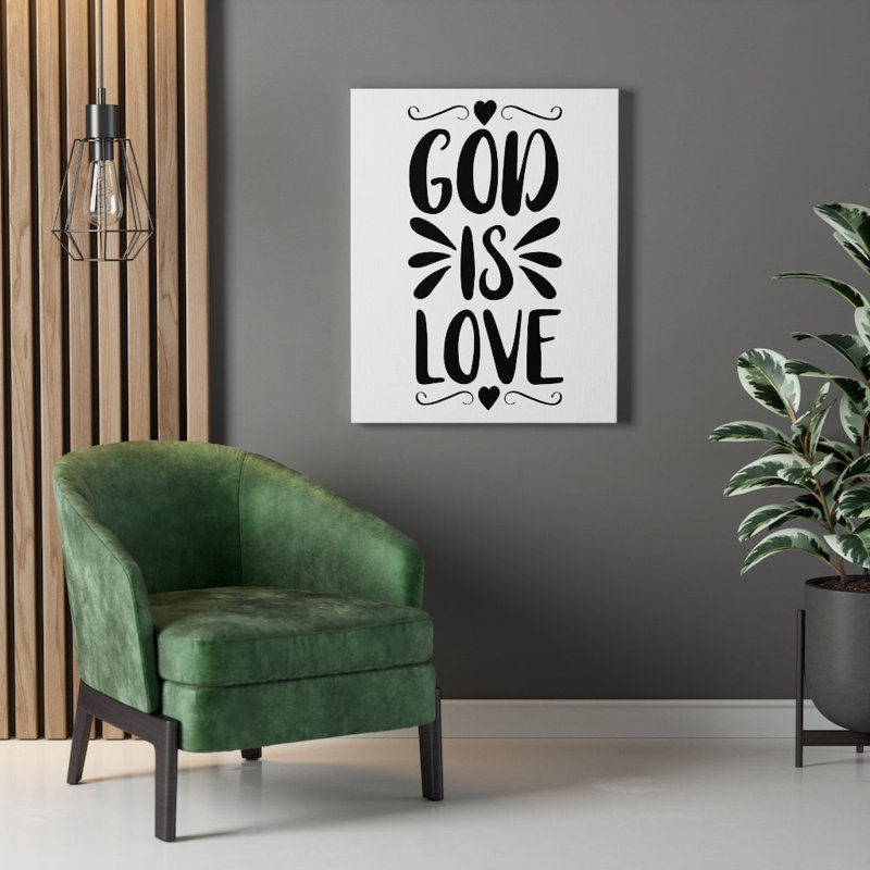 «God Is Love Christian», reproduction d'art murale prête à être accrochée, H 24 po x l 18 po x P 1,25 po