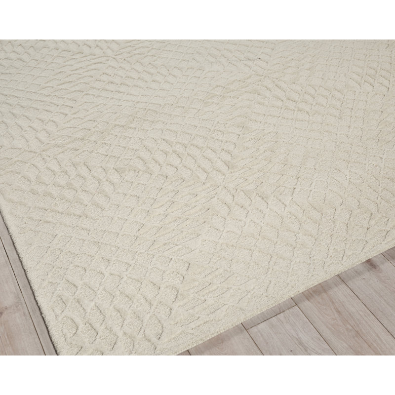 Exquisite Rugs Sandro Handmade Hand-Tufted New Zealand Wool On Canvas Ivory Area Rug, Rectangle 6' x 9'
