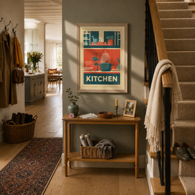 Kitchen Shelves Retro - Framed Print