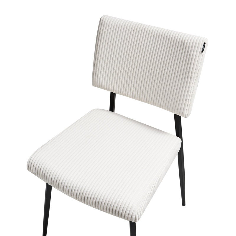 Set of 2 Dining Chairs STURGIS Corduroy, White