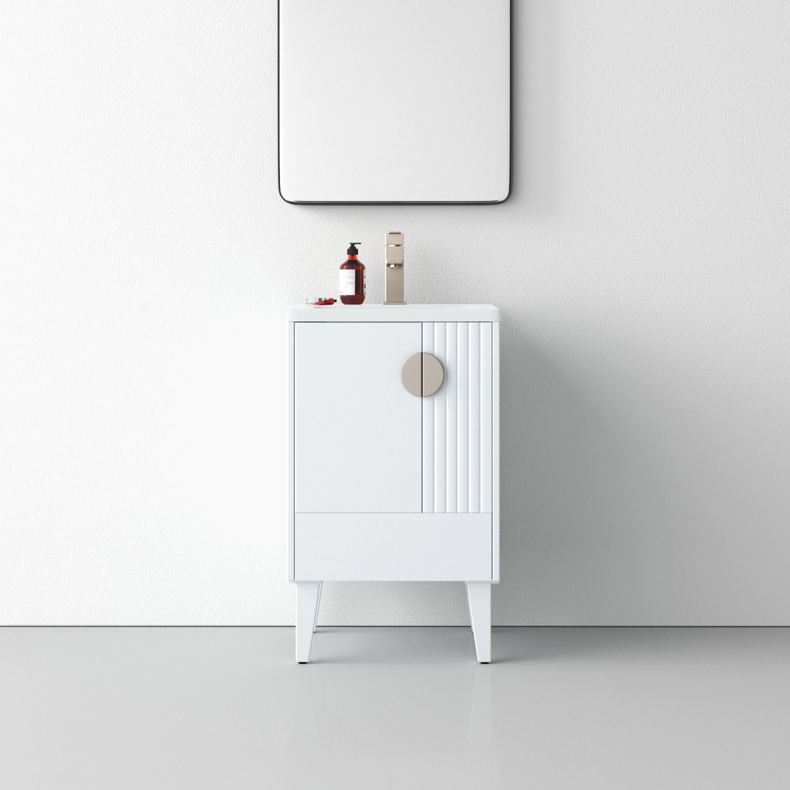 Saimah 20'' Single Bathroom Vanity, White Matte, Satin Nickel