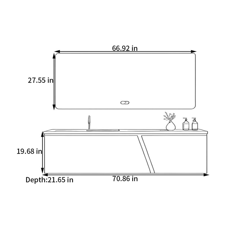 Simple and modern style bathroom cabinet, 71"