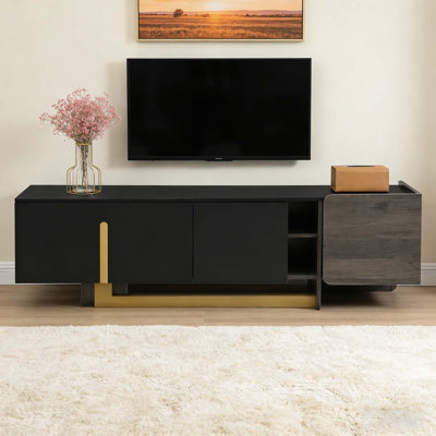 66.7'' Light Luxury TV Stand for TVs up to 70 Inches, Modern TV Cabinet with Metal Legs, 1 Drawer, 2 Cabinets and Adjustable Shelves