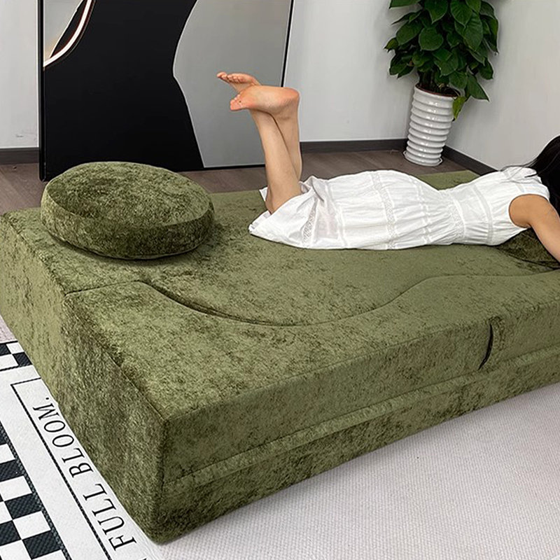 39.37"Green linen-blend loveseat with throw pillows