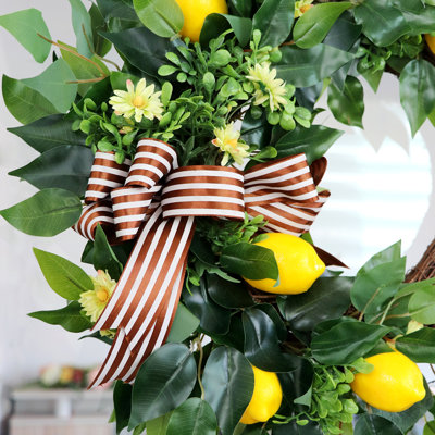 Couronne de citron artificielle faite à la main 20 pouces pour votre porte d'entrée Ansuma