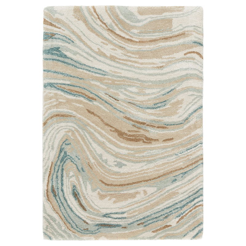 Tapis brun clair à motif abstrait touffeté à la main Koziol, Rectangle 2 pi x 3 pi