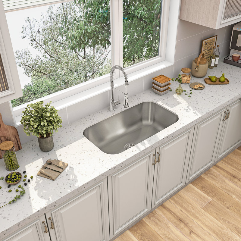 30.5'' L Undermount Single Bowl Stainless Steel Kitchen Sink