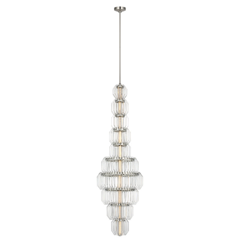 Waterford Killarney 19" Layered Entry Chandelier with Clear Crystal, Polished Nickel