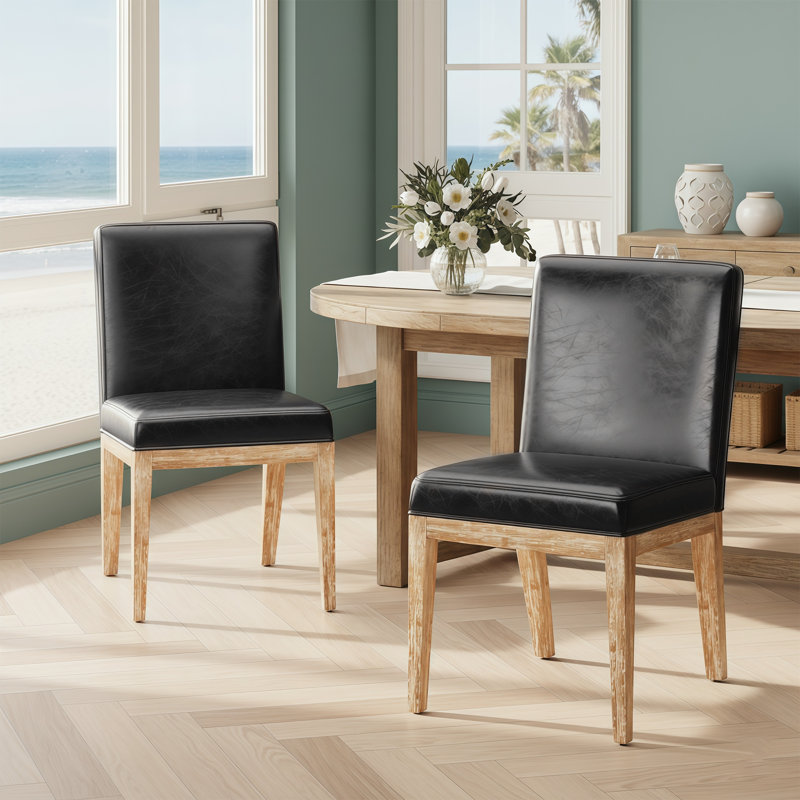 Upholstered Dining Chair with High Back, Solid Wood Legs & Comfortable Padded Seat, Beige