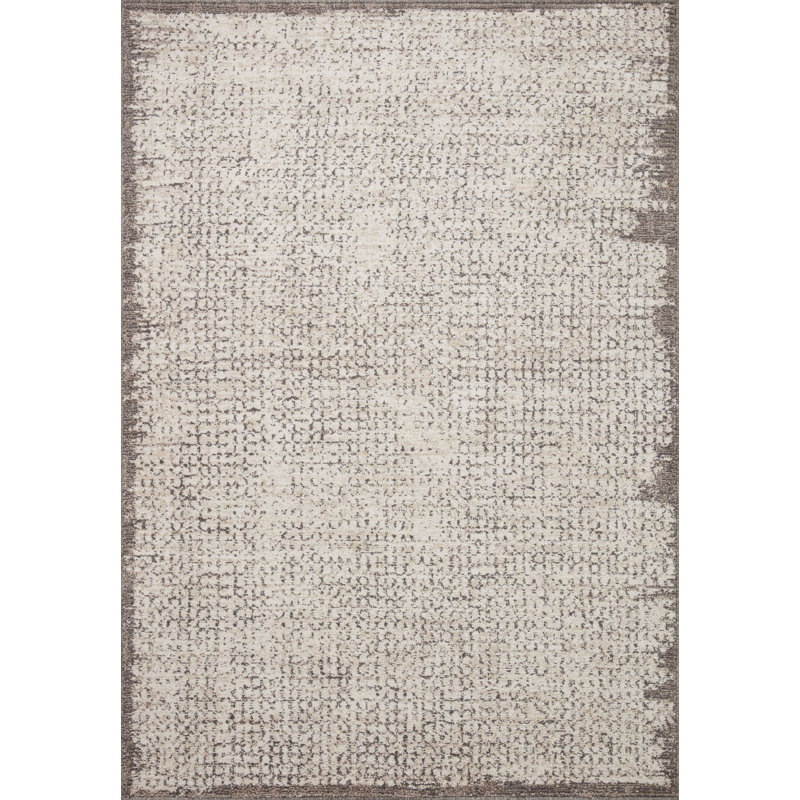 Darby Ivory and Stone Synthetic Square Rug Sample
