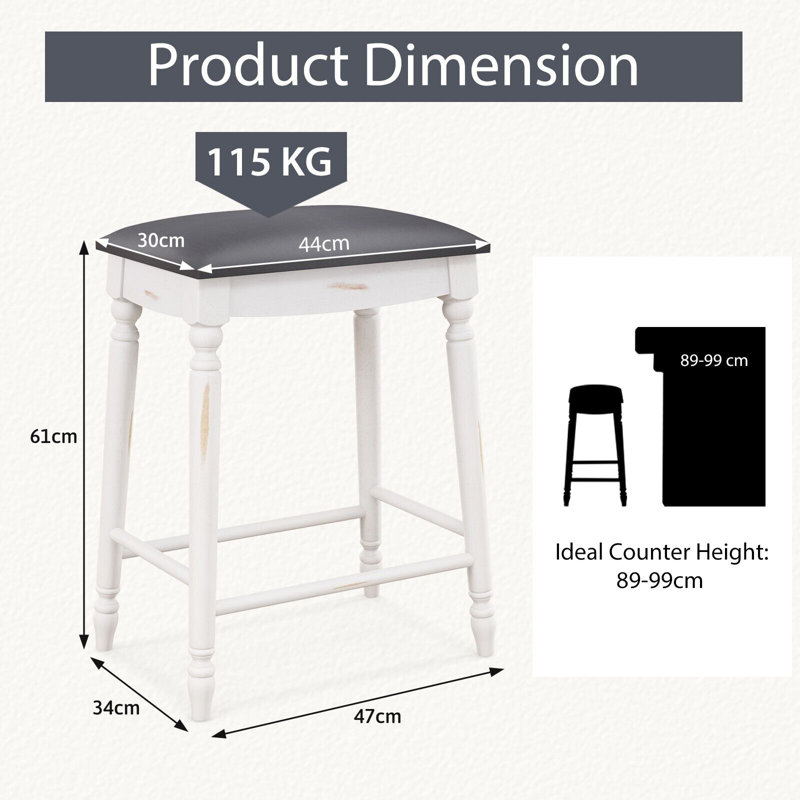 Minerve Upholstered Counter Stool, 61cm