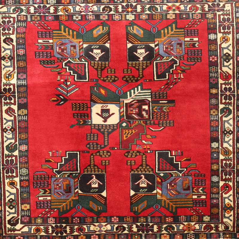 Tapis orange / vert Southwestern, Rond 8 pi