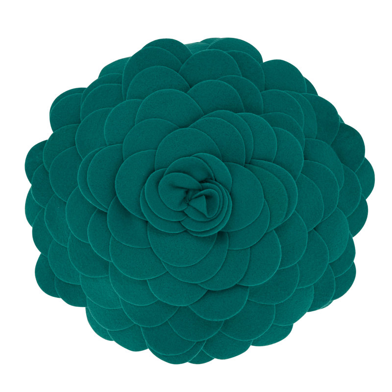 Felt Collection Appliqued Throw Pillow, 13" H x 13" W, Jasper Green