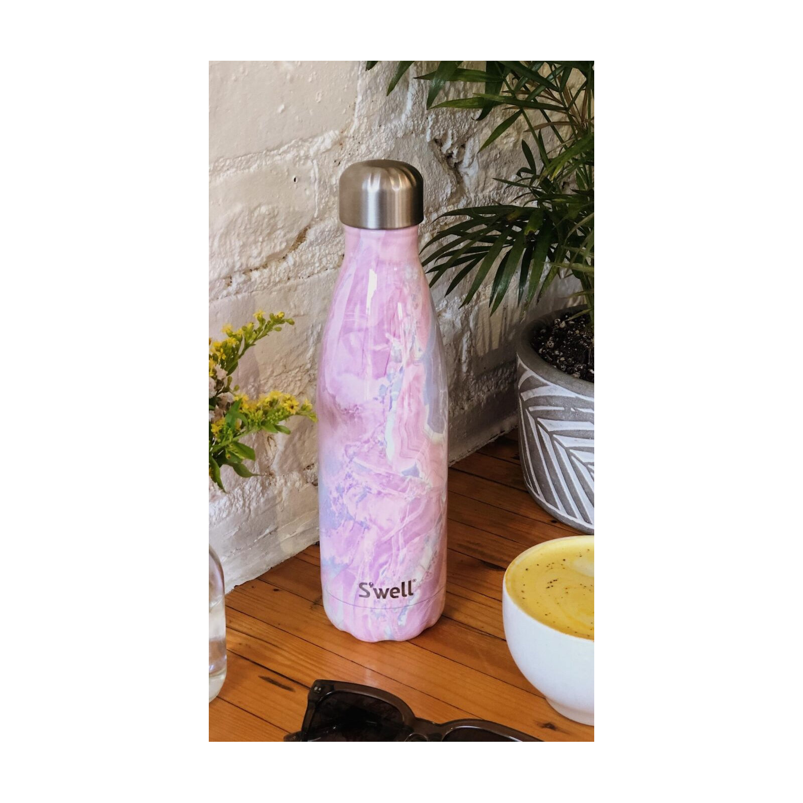 S'well Stainless Steel Triple-Layered Vacuum-Insulated Water Bottle, 17.oz, Geode Rose