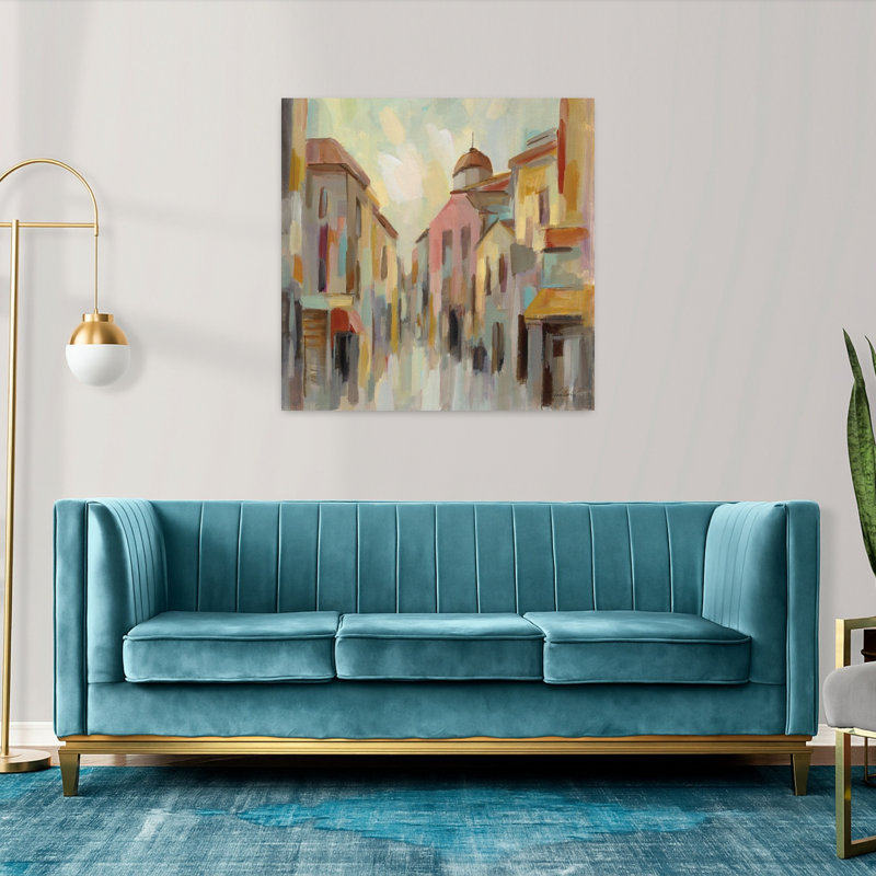 Contemporary Pastel Street Ii with Abstract Architecture Art, H 36 po x l 36 po