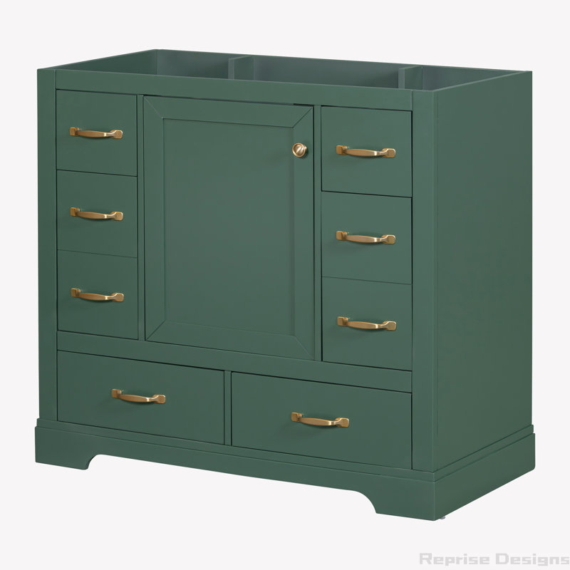 35.5'' Single Bathroom Vanity Base Only, Green, Gold