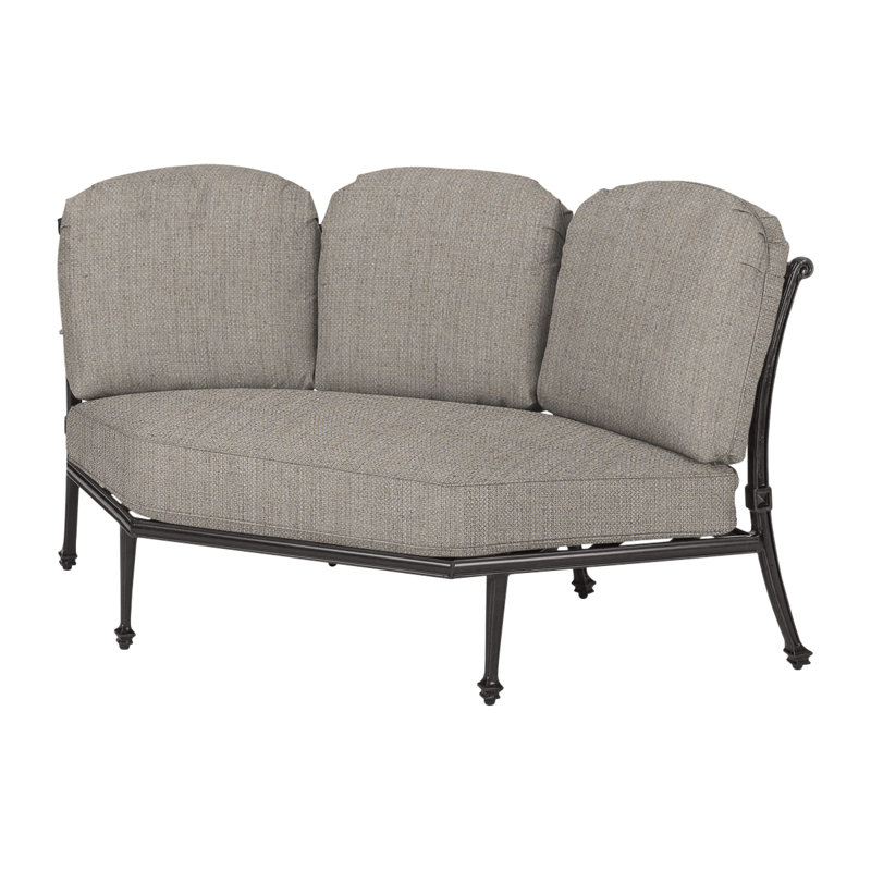 Grand Terrace Three-Back Corner Chair with Sunbrella Cushions, Cast Ash Sunbrella® Plainweave, Desert Bronze