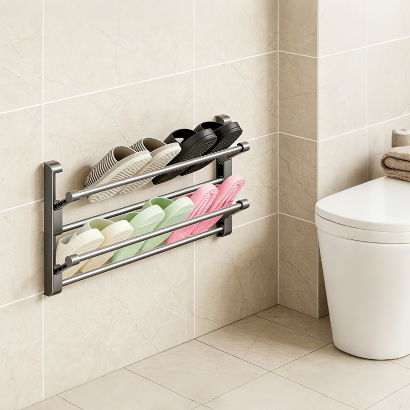 Bathroom Slipper Rack Wall-Mounted Foldable Shoe Rack Slipper Rack for Bathroom Entryway