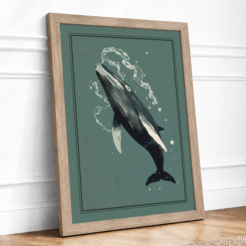 Whale at Peace Coastal - Framed Print, A1 - 84.1 x 59.4 cm, Oak