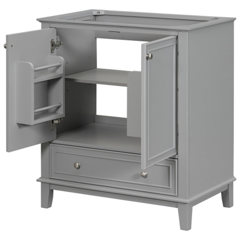 Meuble-lavabo de salle de bain sans lavabo, base seulement, Gris, Argent argent