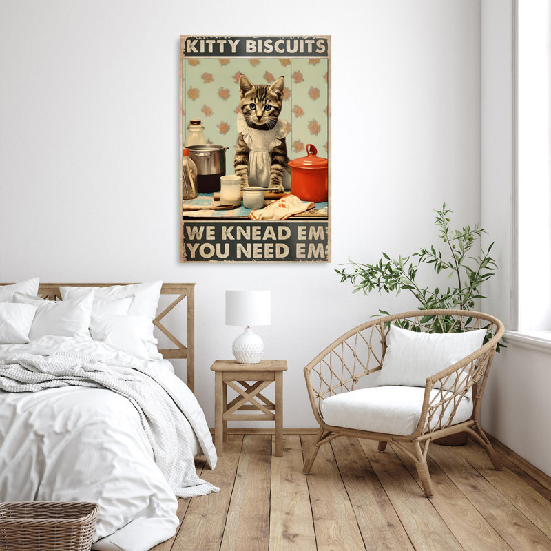" Tabby Cat Kitty Biscuits ", 36" H x 24" W x 1.25" D
