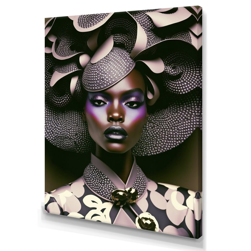 «Classy Portrait of Elegant African Lady II», reproduction sur toile, H 20 po x l 12 po x P 1 po, Toile tendue