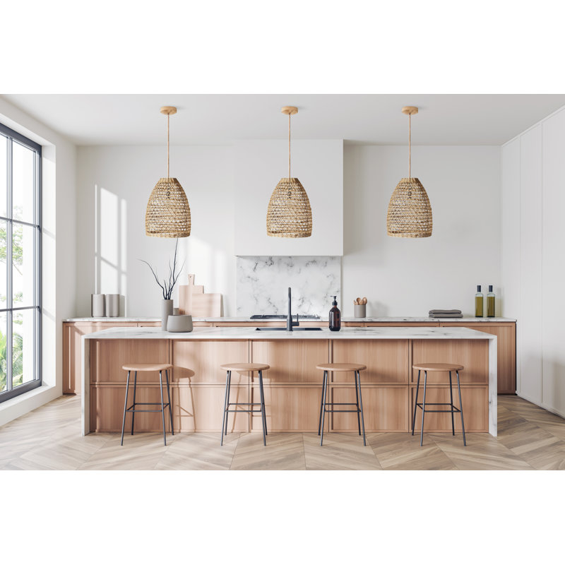 Antowain – 13" Natural Rattan Plug-In or Hardwired Pendant Light Fixture for Dining Room, Kitchen Island, Bedroom, or Living Room in Coastal, Boho, Farmhouse, or Japandi Decor Styles