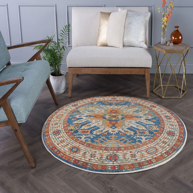 Stylish Blue Area Rug, 43 x 43 Inches | 70% Cotton & 30% Polyester, 5 mm Pile Height | Antibacterial & Machine Washable, 3D Digital Printing | Perfect for Living Room, Bedroom, or Nursery | Soft & Durable Design
