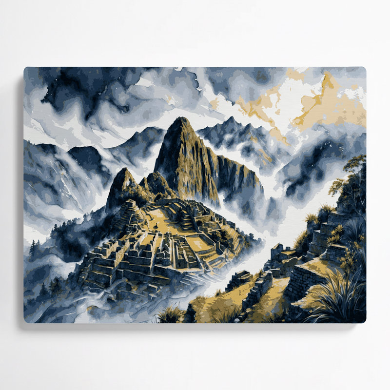 Art mural gris en villes, Machu Picchu, Pérou, H 20 po x l 30 po
