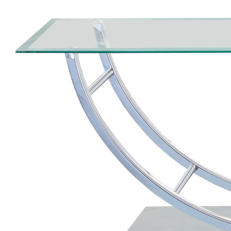 Insco Rectangular Coffee Table with Glass Top in Clear and Chrome