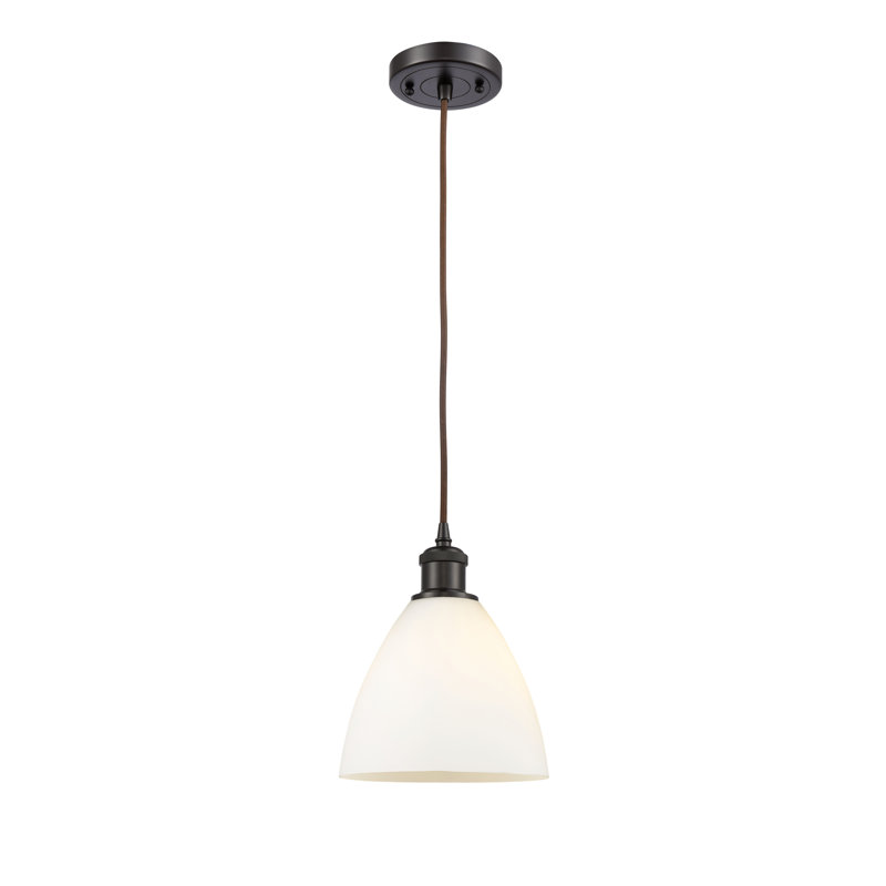 Haruka 1 - Light Single Pendant, White, 11.25" H x 7.5" W x 7.5" D, Oil Rubbed Bronze