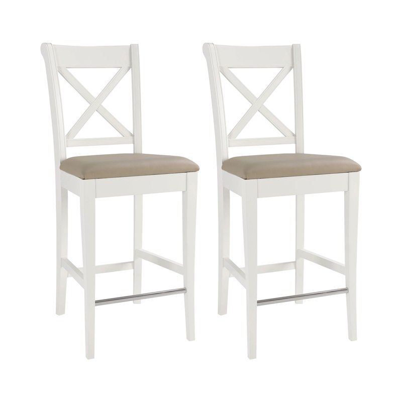 Ziggy Upholstered Adjustable Height Counter Stool, White, Brown