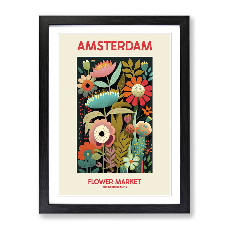 Amsterdam Flower Market Exhibition 14 - Single Picture Frame Print on Wood, 64cm H x 46cm W x 2cm D