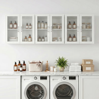 71'' Wall Mounted Storage Cabinets with Adjustable Shelf, Wall Cabinets for Laundry, Kitchen, Bathroom