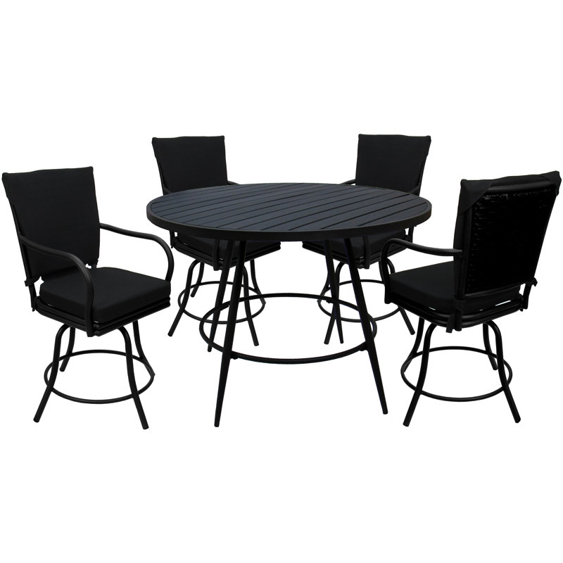 Ensemble repas pour 4 personnes Soter, Cadre noir / coussin noir