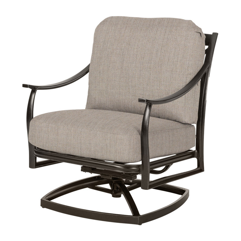 Edge Swivel Rocking Lounge Chair with Sunbrella Cushions, Cast Ash Sunbrella® Plainweave, Midnight Gold