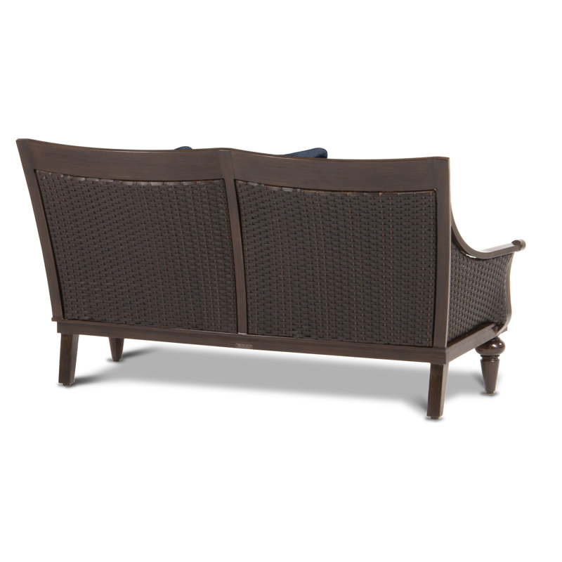 Somerby 74'' Wide Powder Coated Aluminum Patio Sofa with Cushions, Spectrum Indigo Sunbrella® Plainweave