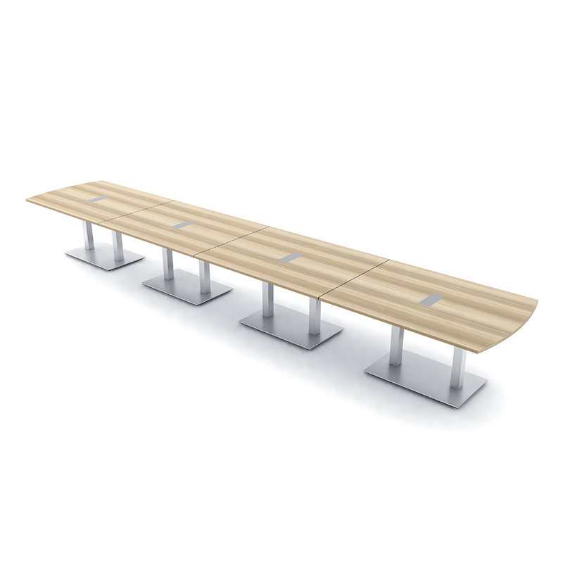 Table de conférence Pavert Arc Unité électrique, Blond blond cendré, Argent, H 30 po x l 240 po x P 48 po