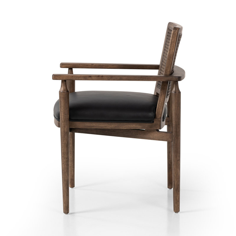 Xavier Upholstered Arm Chair, Black Genuine Leather