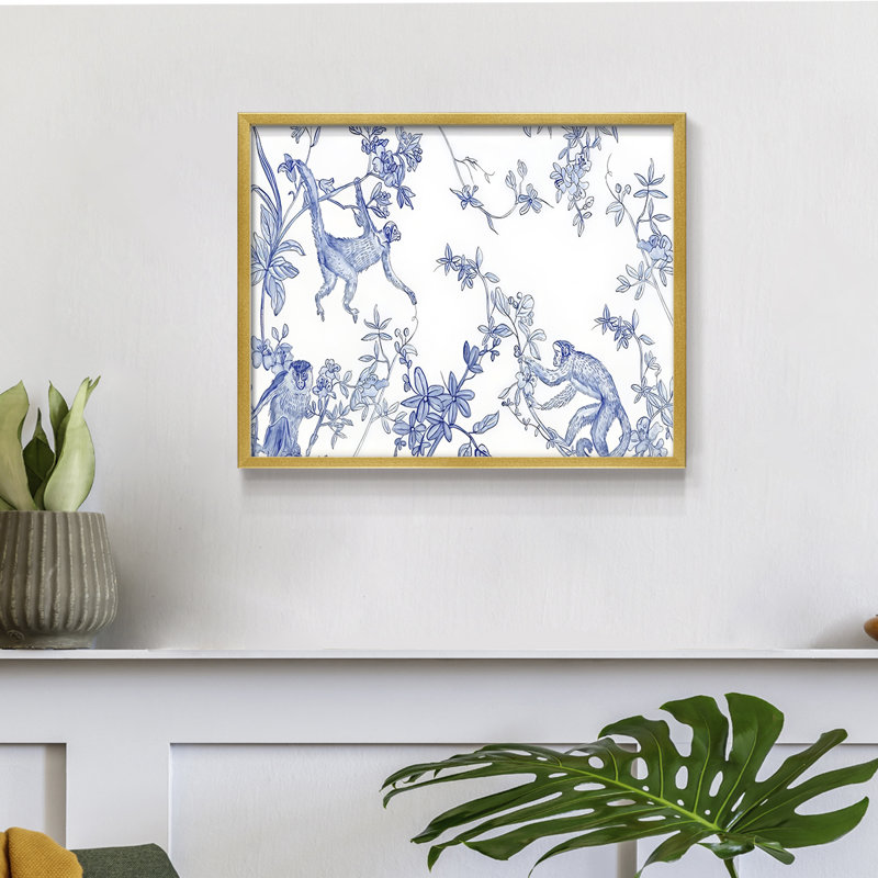 «Blue Monkey Land Toile II», reproduction encadrée, H 8 po x l 10 po