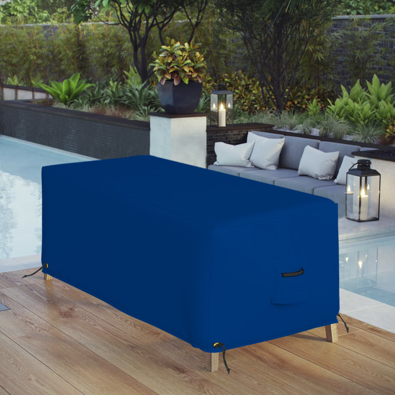 Couvercle de coffre rectangulaire robuste et imperméable pour repose-pieds, Bleu, H 17 po x l 40 po x P 26 po