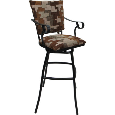 Tabouret de comptoir d'extérieur intérieur 26 po avec dossier rembourré avec accoudoirs