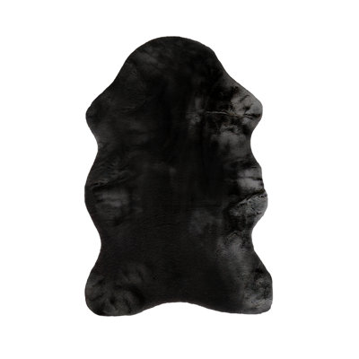 Tapis noir en peau de mouton Amel