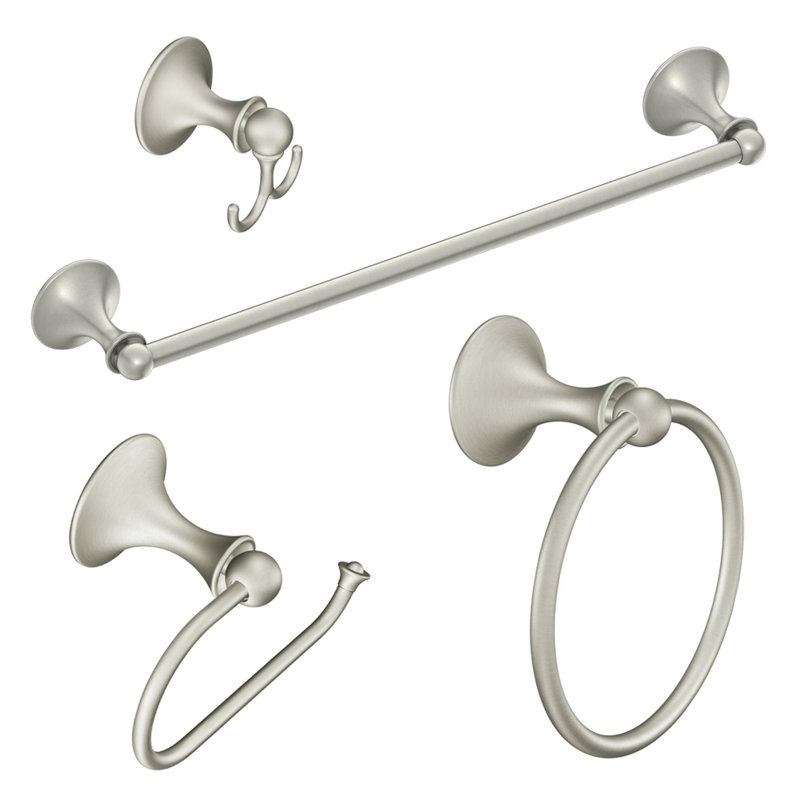 Lounge 4 Piece Bathroom Hardware Set, Brushed Nickel