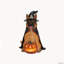 Statue de berger allemand d'Halloween avec chapeau de sorcière et citrouille lumineuse DEL